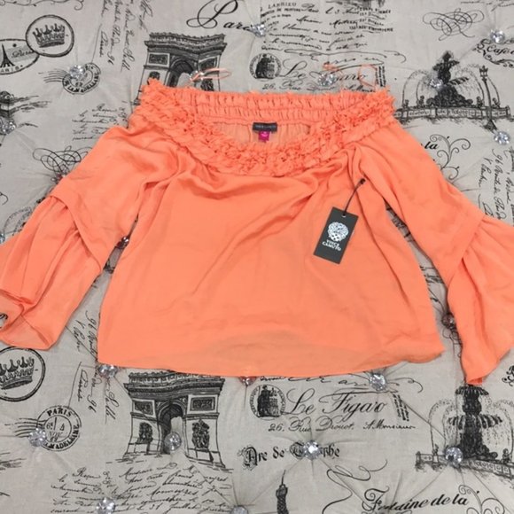 Vince Camuto Bell Sleeve Off Shoulder Blouse - Picture 7 of 8